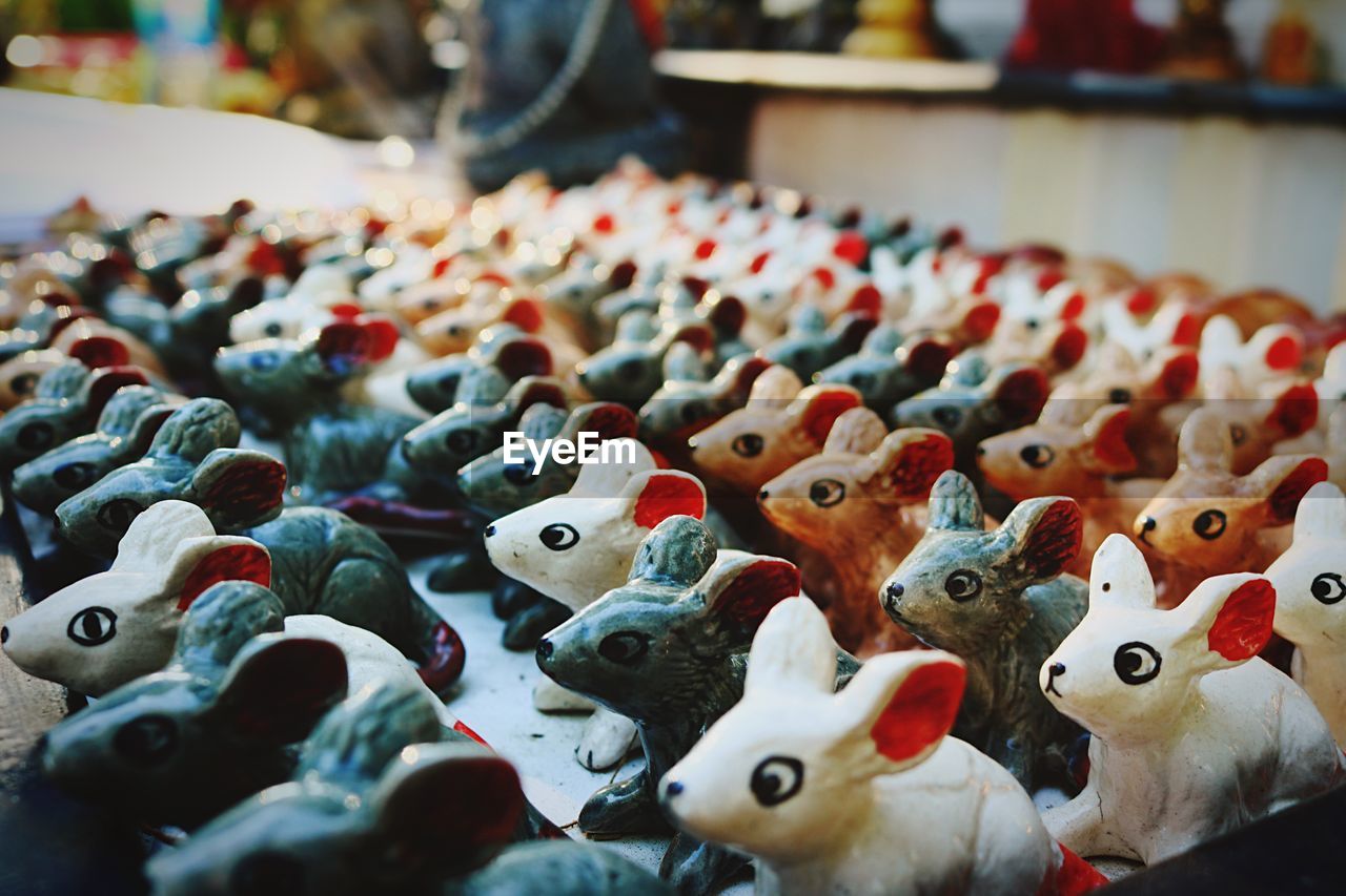 Rows of mouse figurines for sale