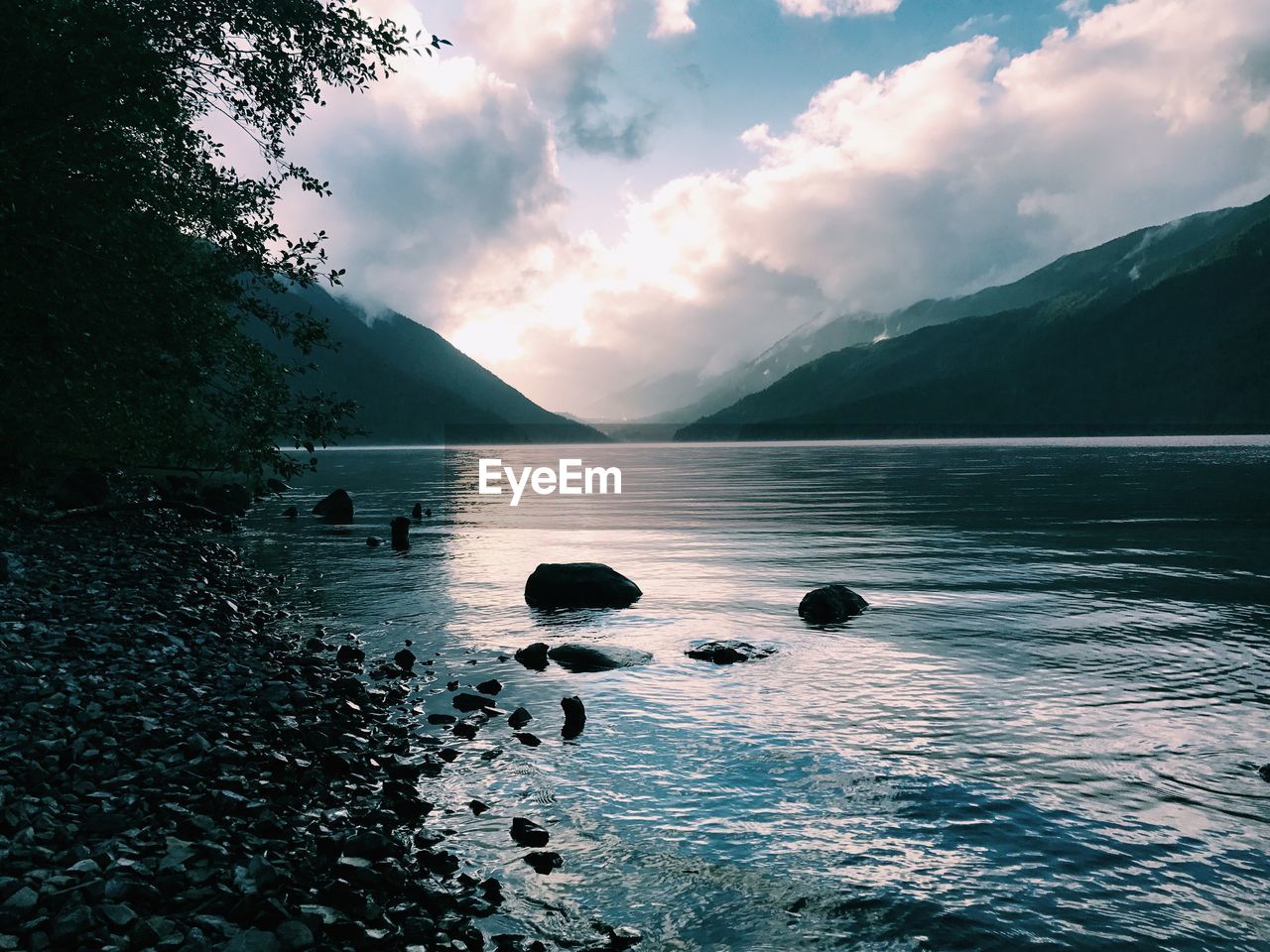 Scenic view of lake against sky
