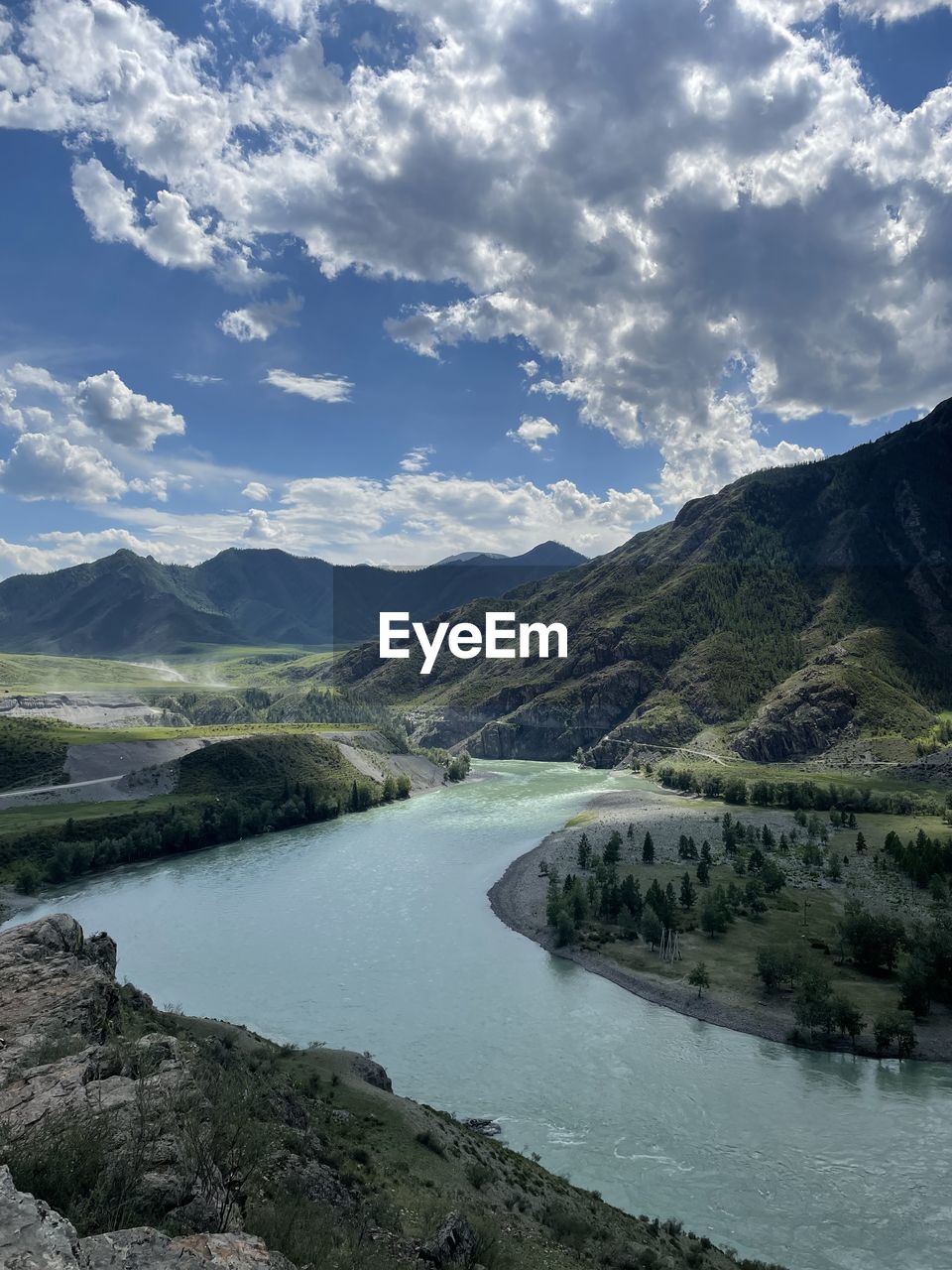 Mountain altay, russia, river valley 