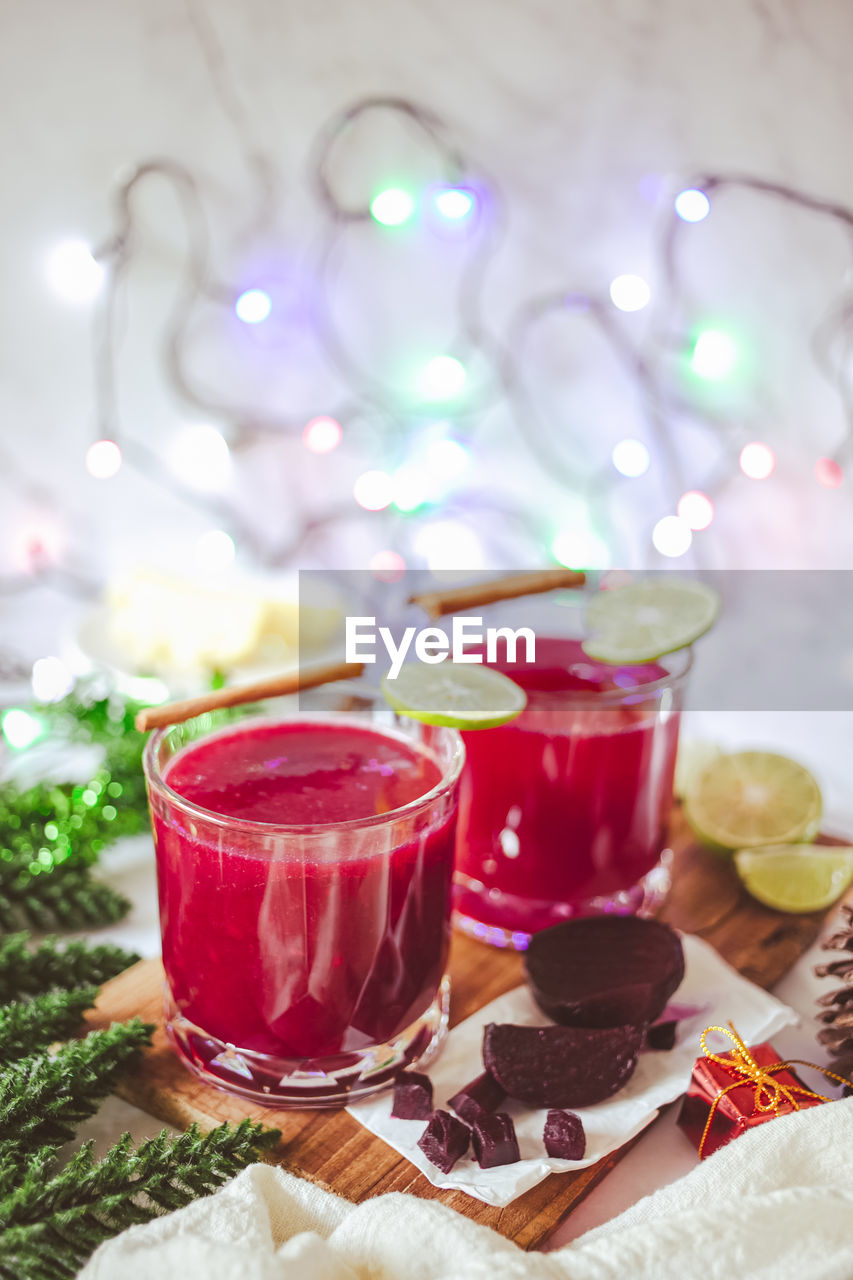 high angle view of drink on table