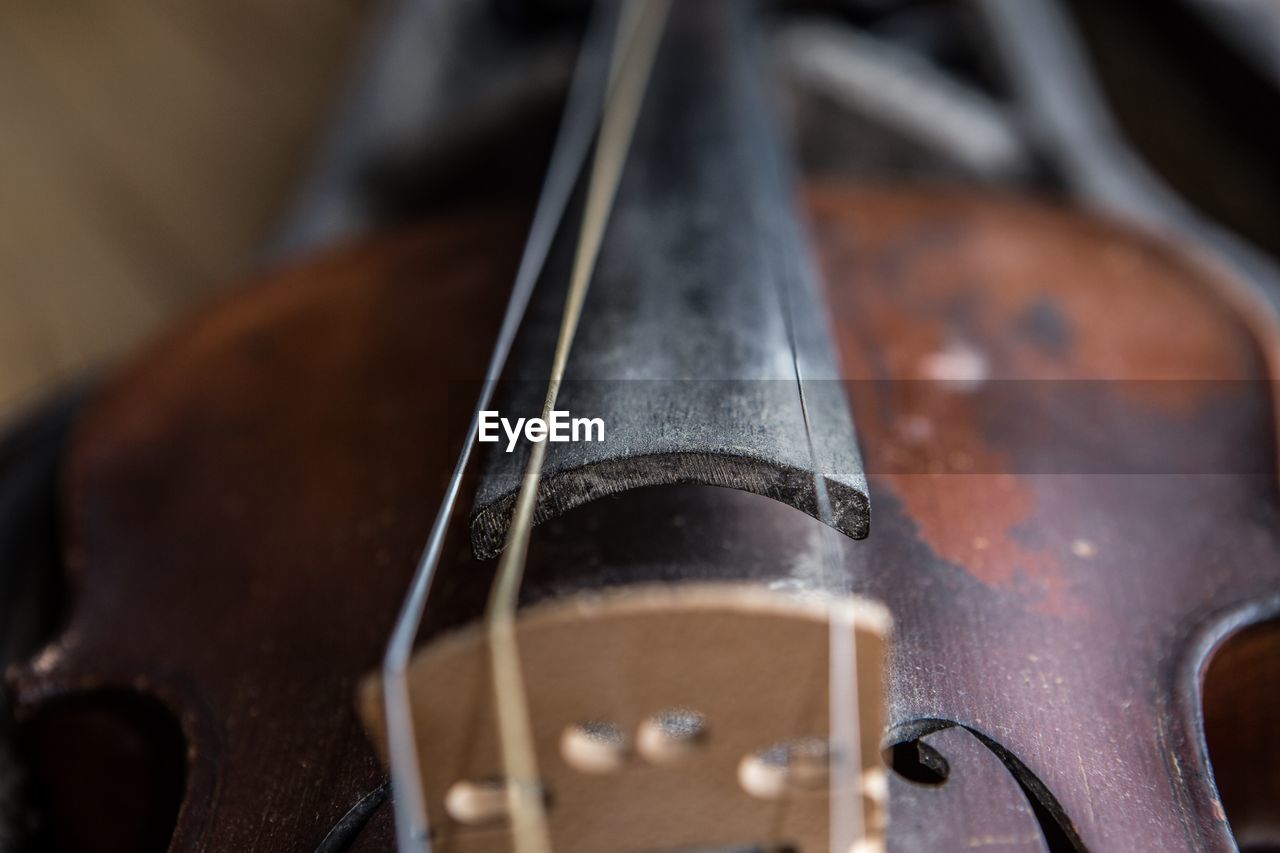 Close-up of old vintage violin