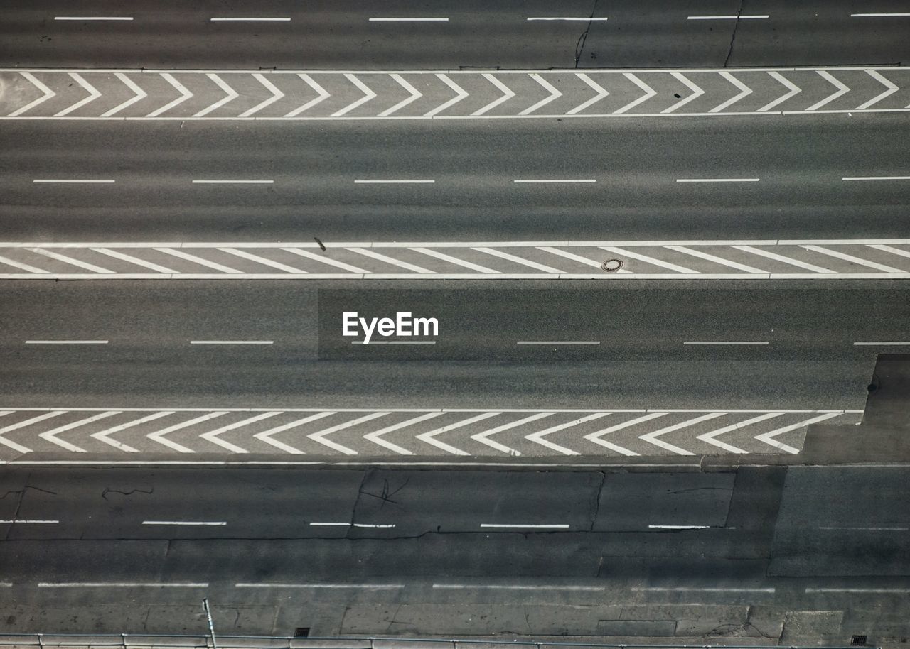 High angle view of markings on road