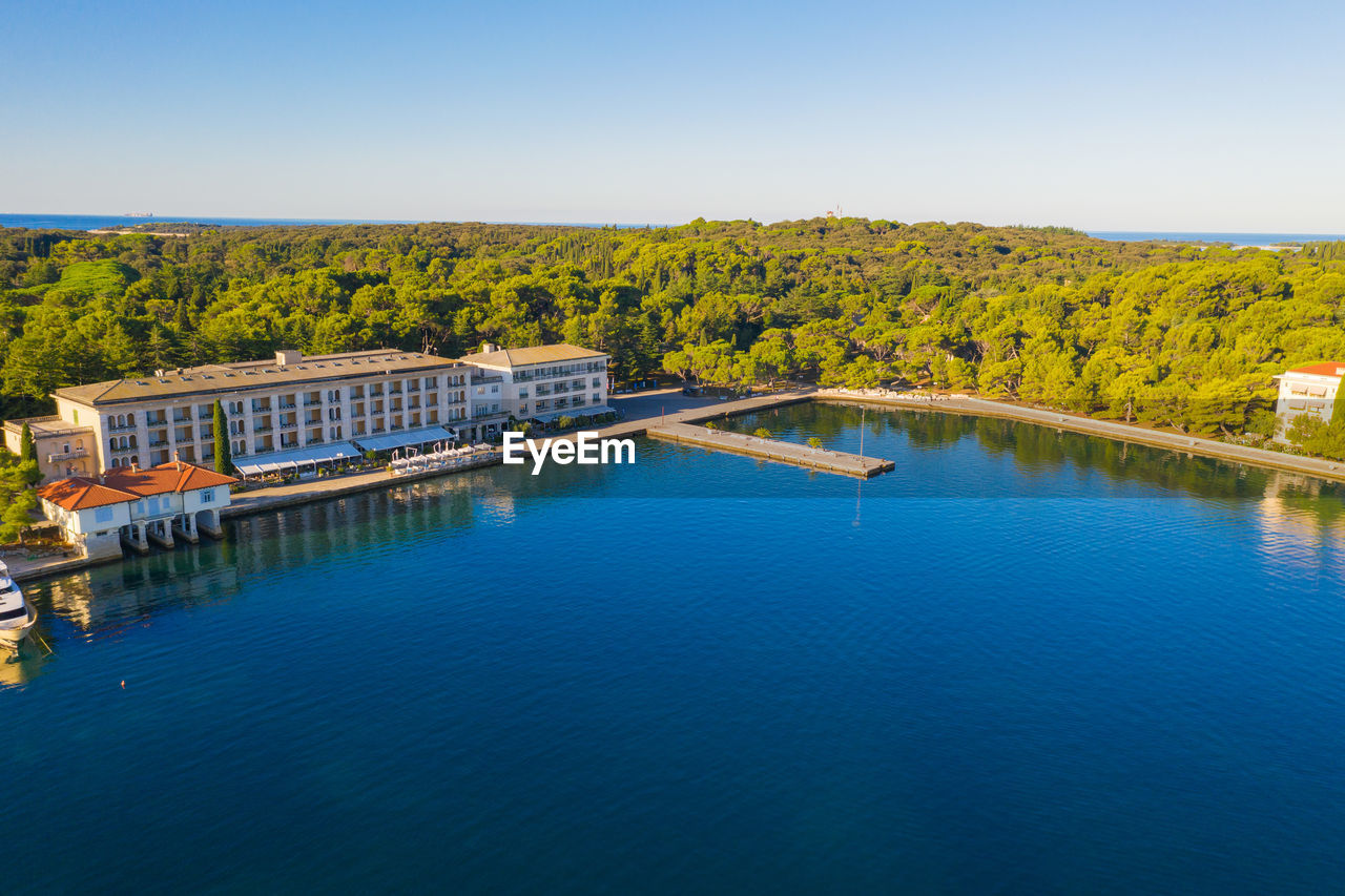 Aerial view of hotels on the brijuni islands, croatia