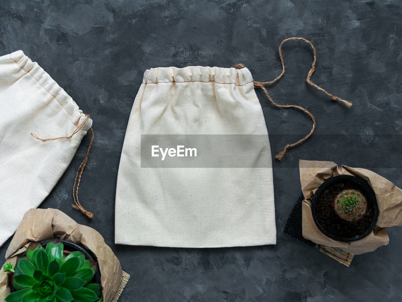 Reusable cotton eco bag mockup plastic free shopping canvas fabric  package template. zero waste.