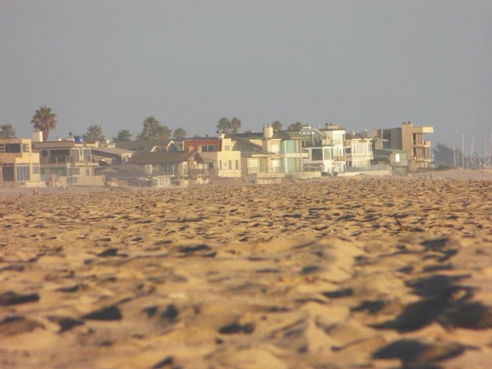 Beach with city in background