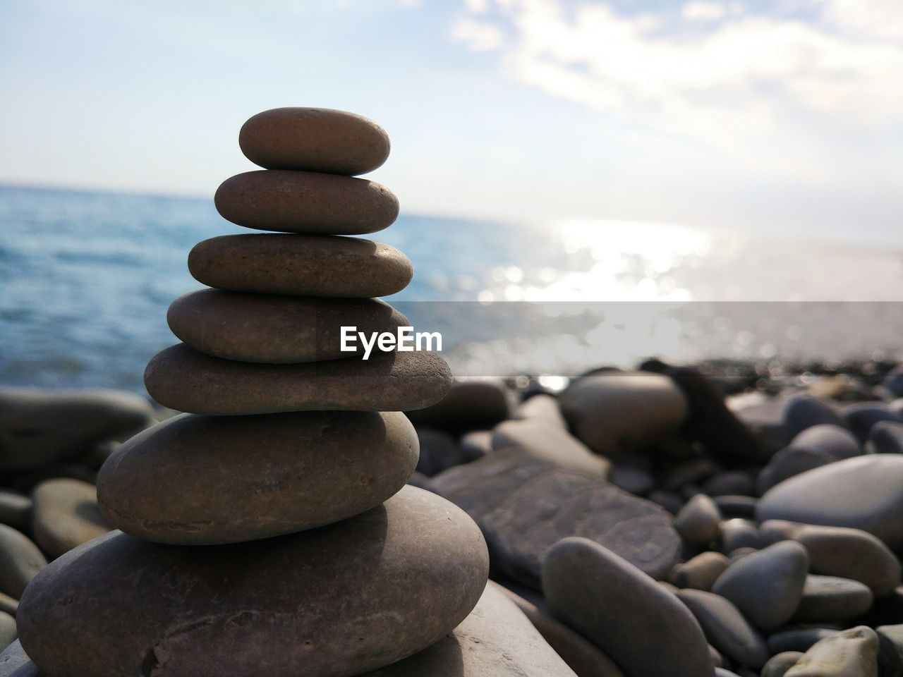 STACK OF STONES IN SEA