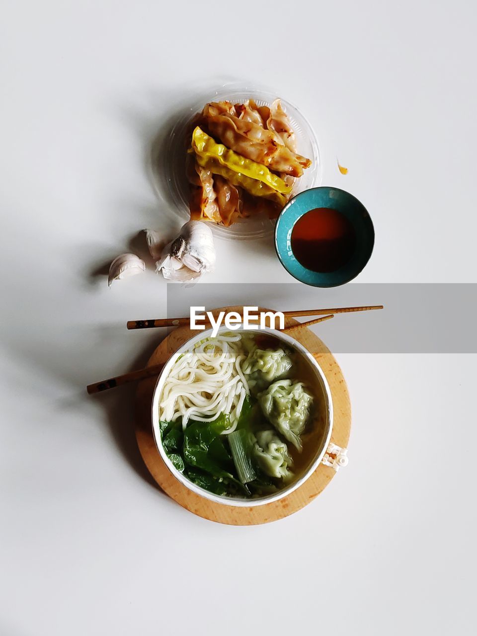 High angle view of food on white background