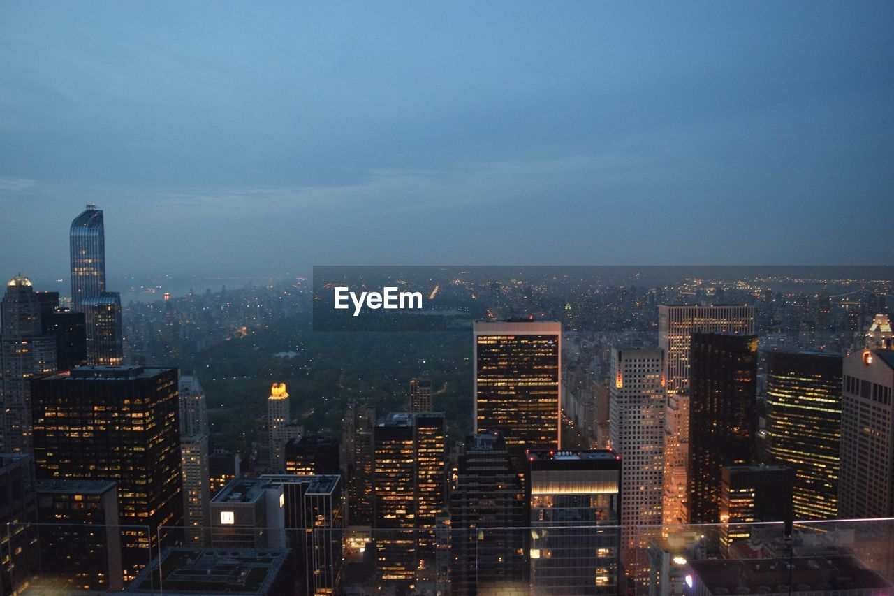 Illuminated cityscape at night