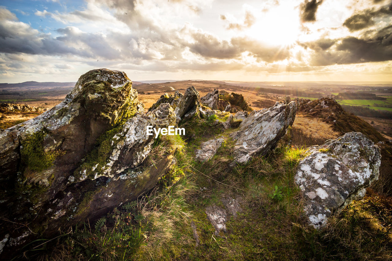 Roch trevezel backlighted by the sunset. photography taken in brittany, north-western france