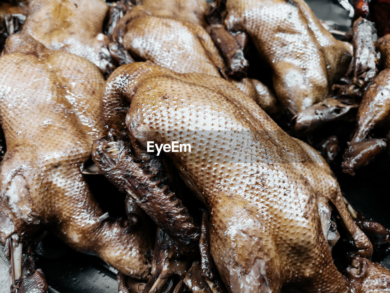 High angle view of duck for sale