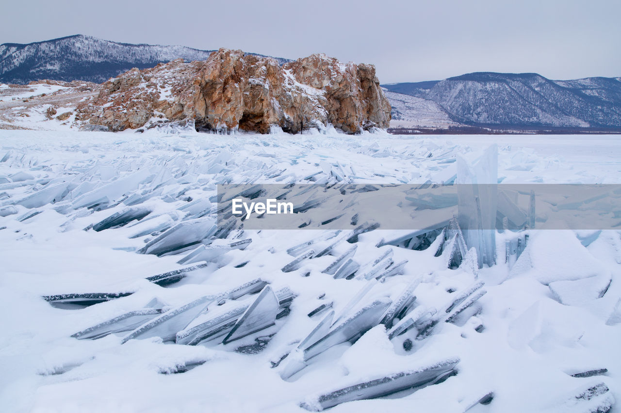 snow covered mountain against sky