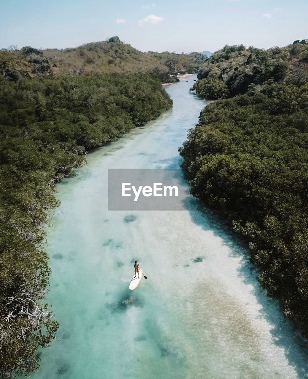 High angle view of person on sea shore