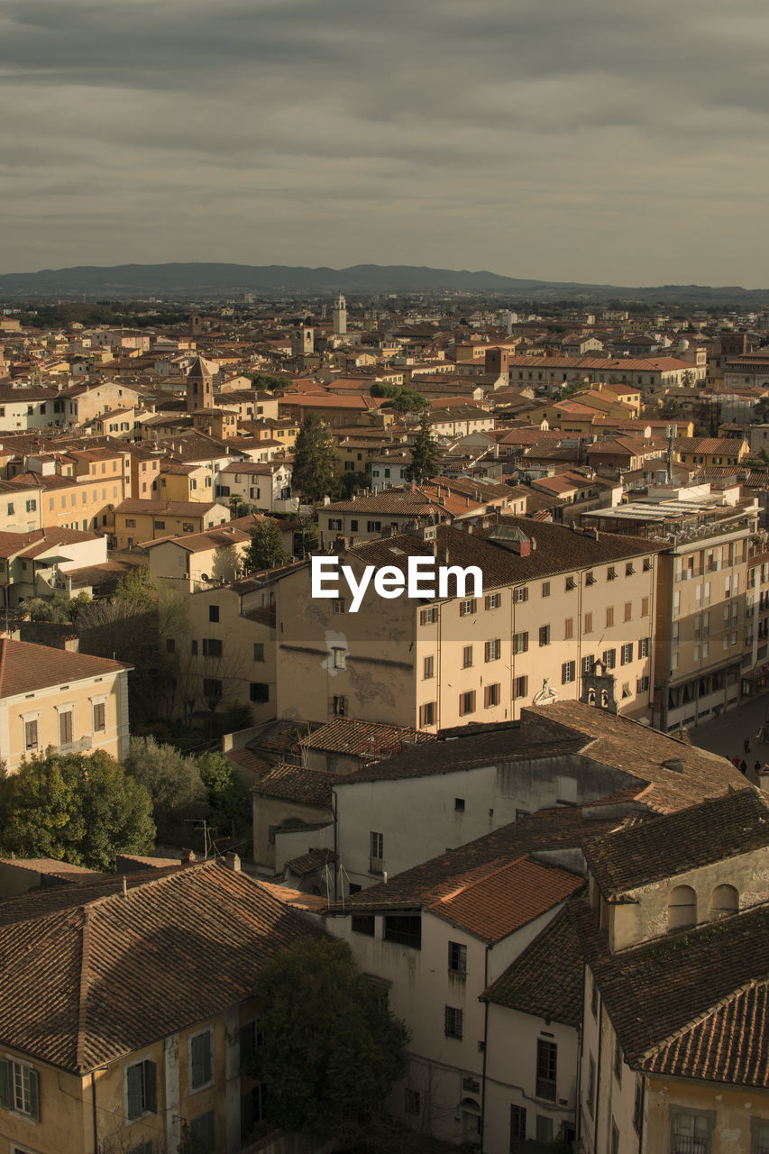 The city of pisa seen from the leaning tower