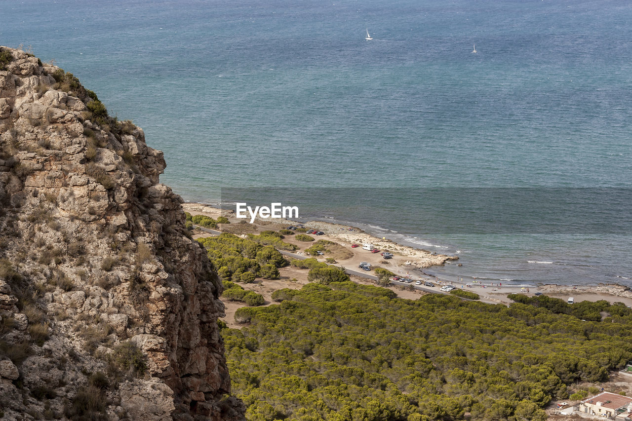 High angle view of sea against sky