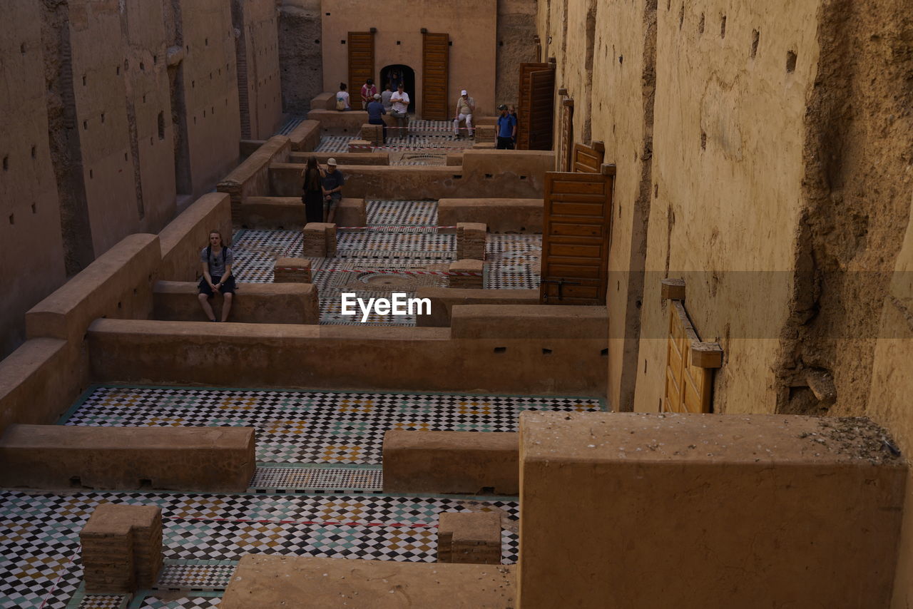 El badii palace ruins with the geometric pattern ceramic floor