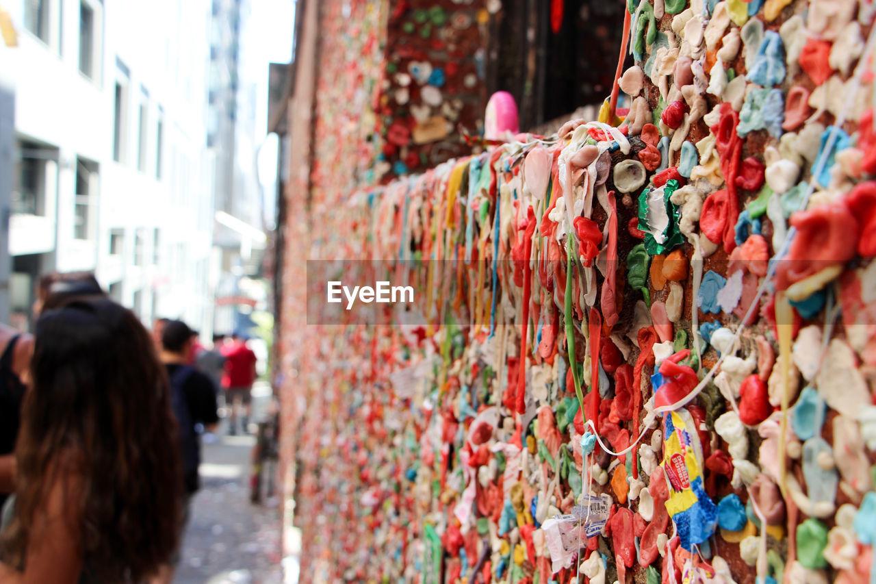 Close-up of gum wall