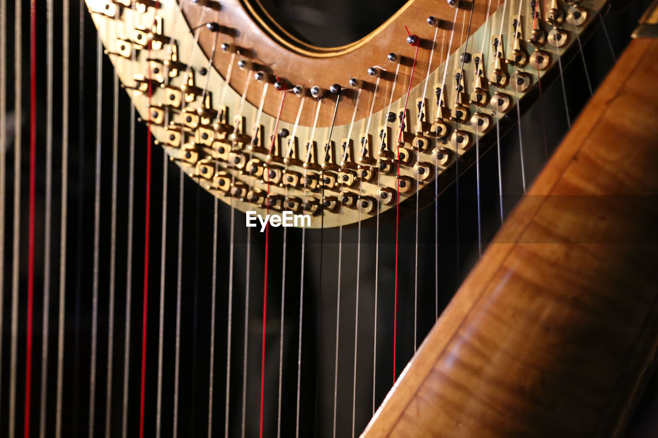 Close-up of harp