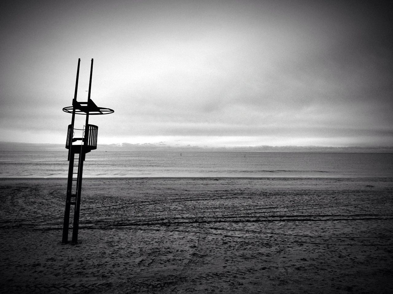 View of lifeguard seat on calm beach