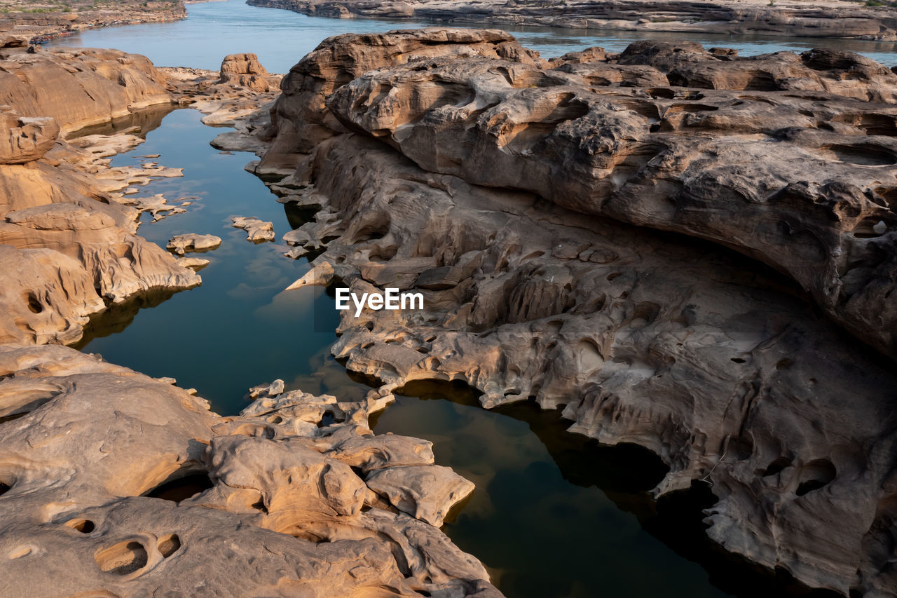 Aerial view of thailand grand canyon sam phan bok at ubon ratchathani, thailand. beautiful landscape 