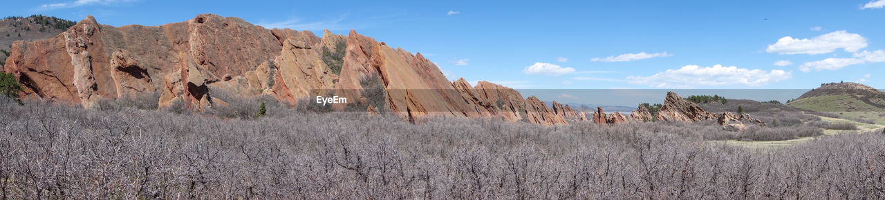 Panoramic view of rocky mountains against sky