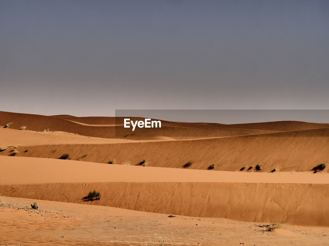 Scenic view of desert against clear sky