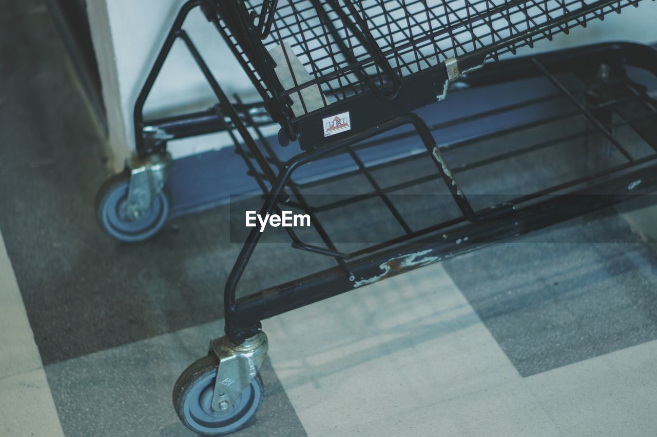 High angle view of shopping cart