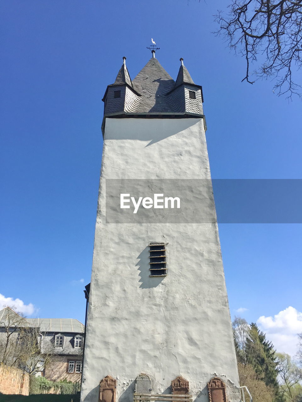 LOW ANGLE VIEW OF CHURCH AGAINST BLUE SKY