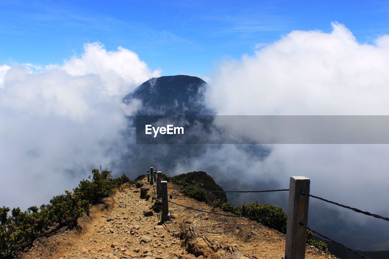 View of mountain against cloudy sky