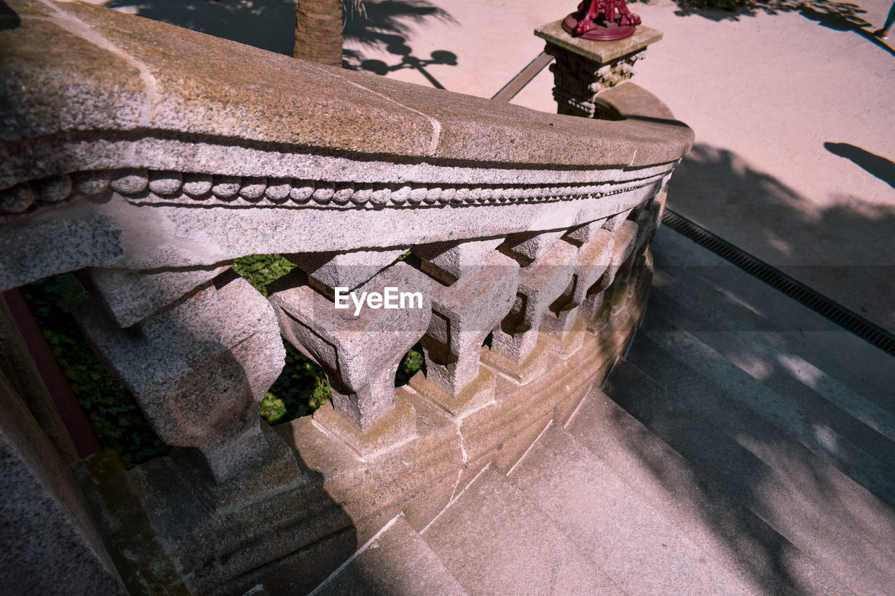 HIGH ANGLE VIEW OF OLD STEPS AND BUILDING