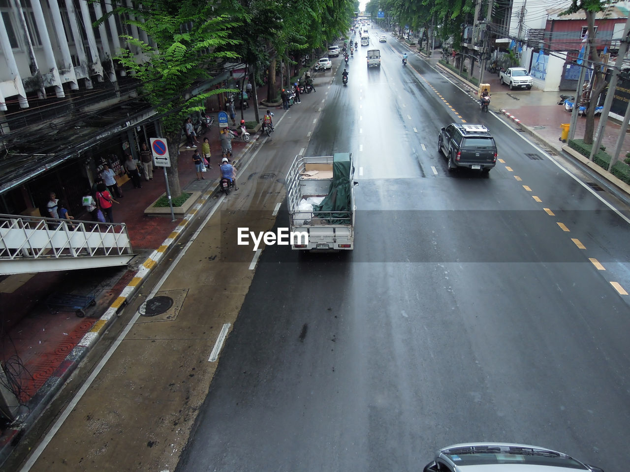 High angle view of city street