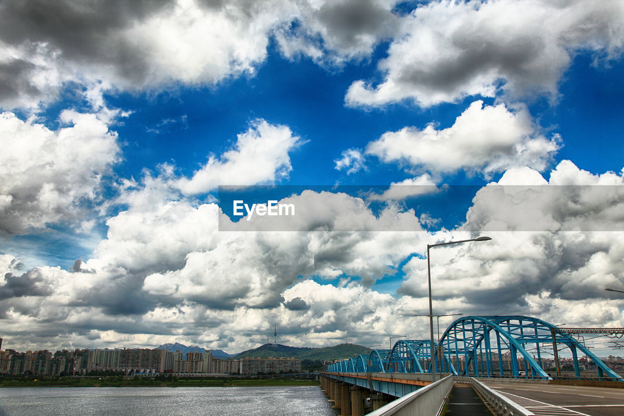 Scenic view of bridge against blue sky