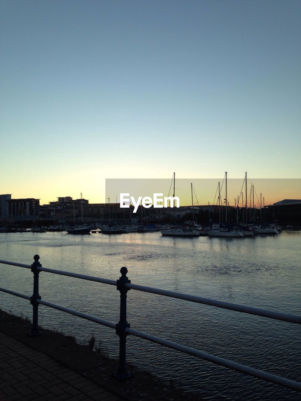 VIEW OF HARBOR AT SUNSET