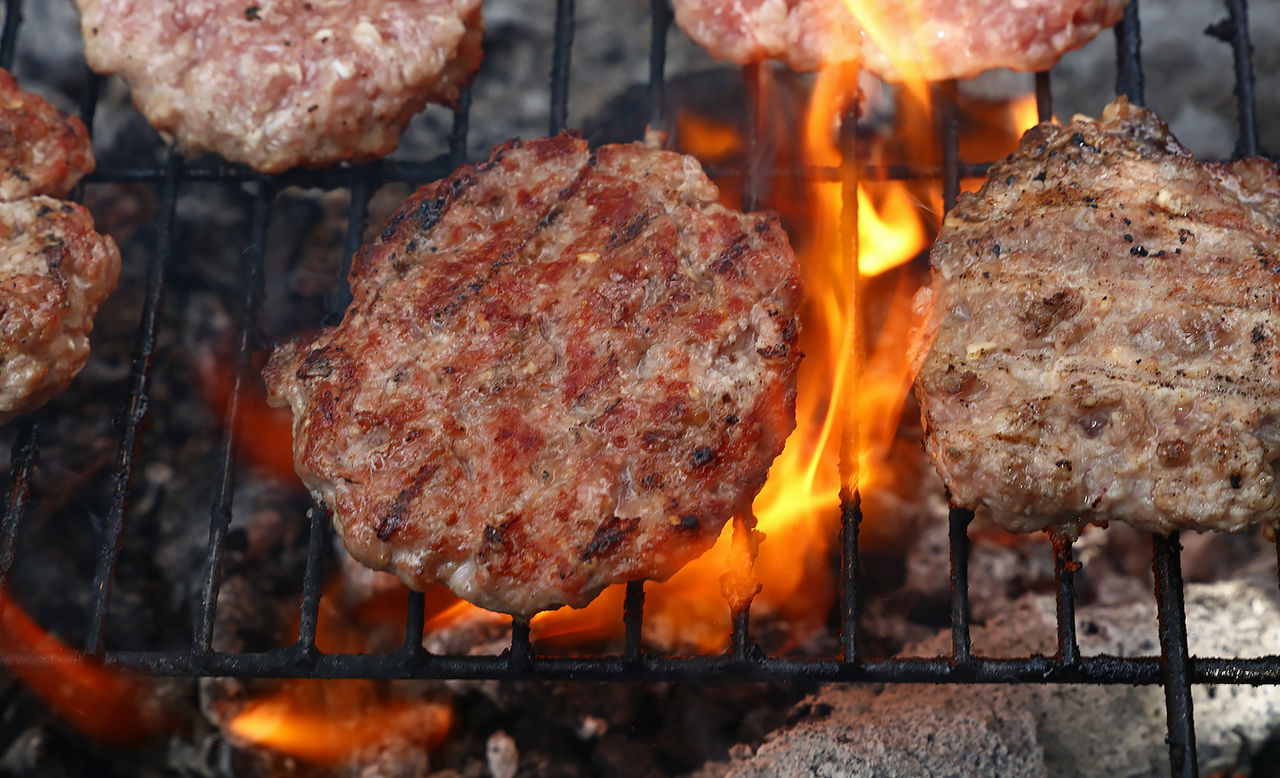 Close-up of food on barbecue grill