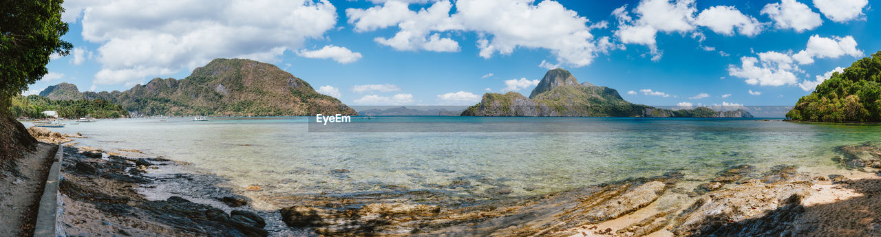 PANORAMIC VIEW OF SEA SHORE AGAINST SKY