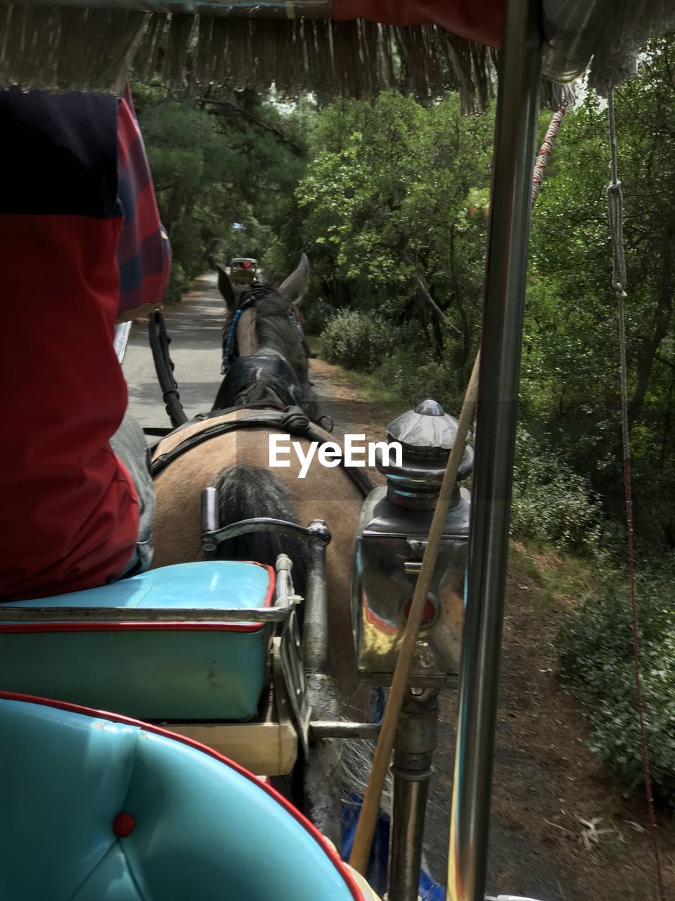 PEOPLE RIDING MOTORCYCLE ON CART