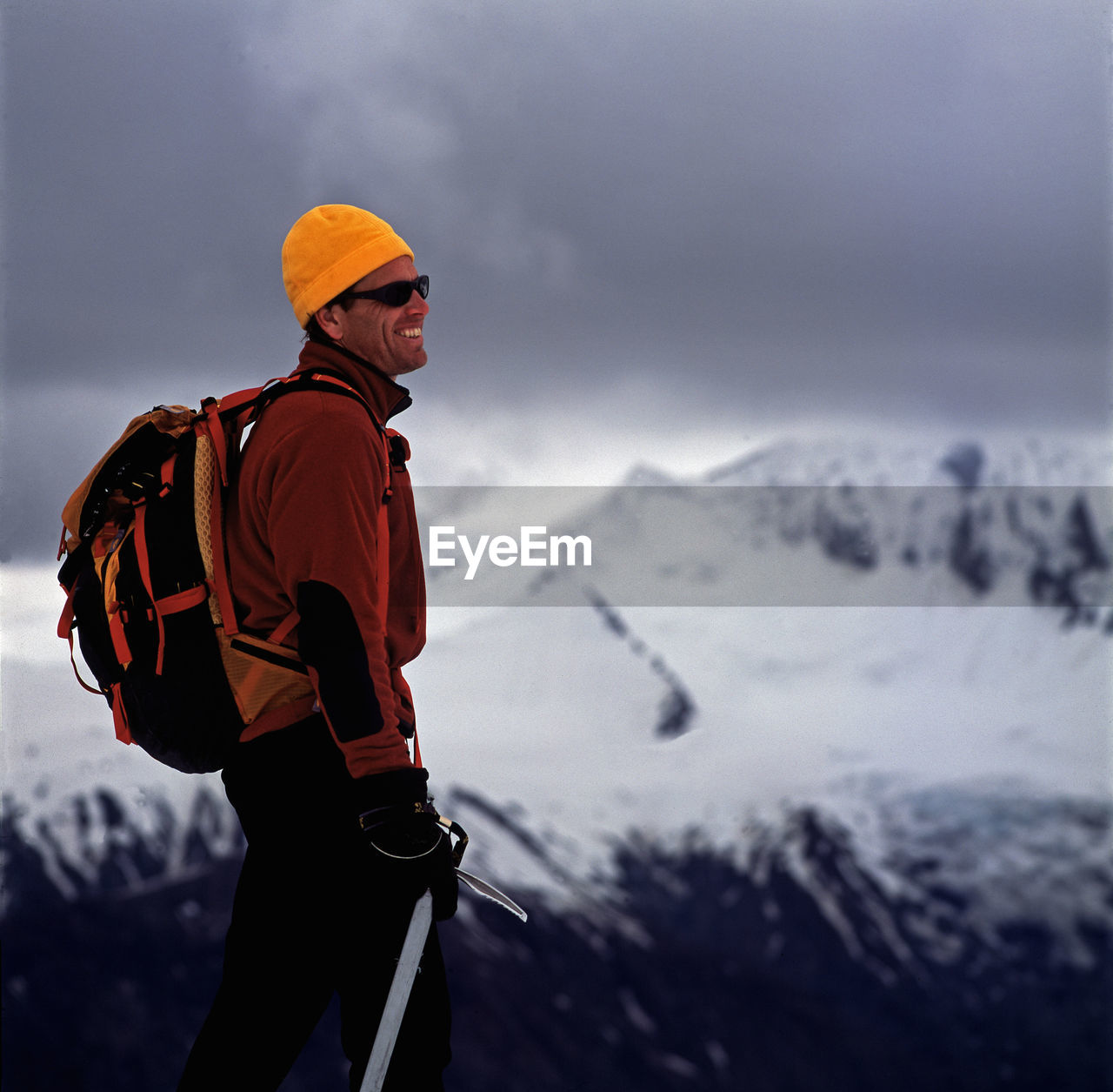 Man enjoying the view on top of vatnajokull glacier in iceland