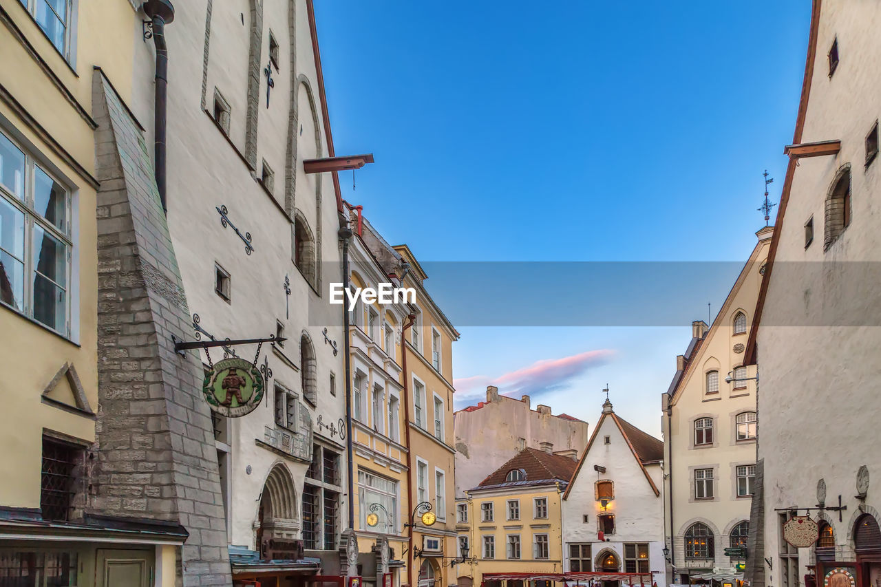 Street with historical houses in tallinn old town, estonia