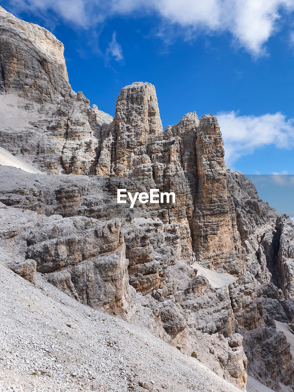 Eroded rock formations in the dolomites