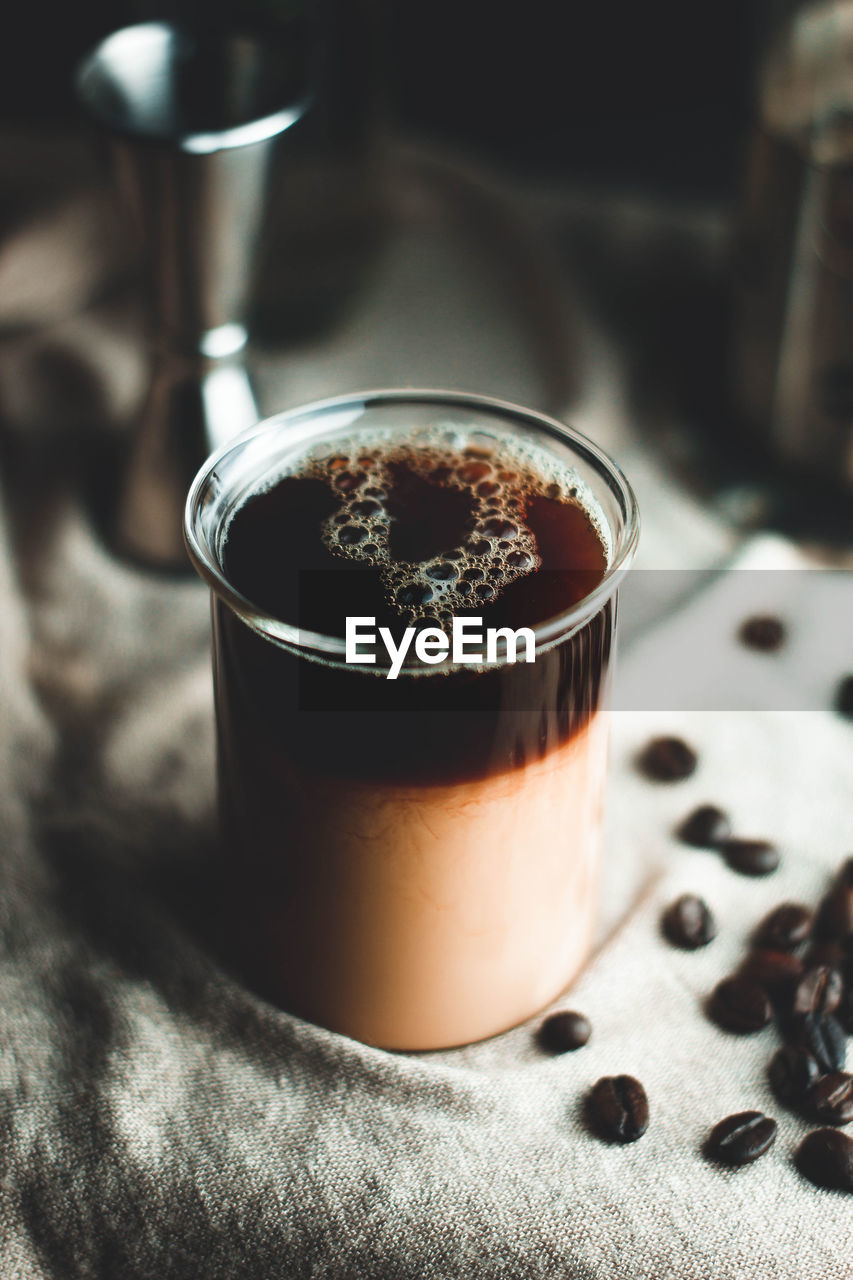 Close-up of coffee cup on table