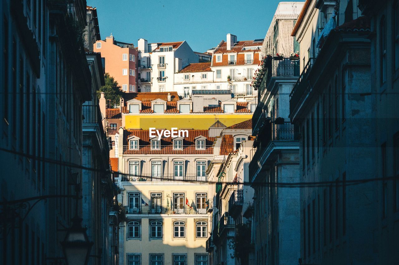 Low angle view of buildings in city