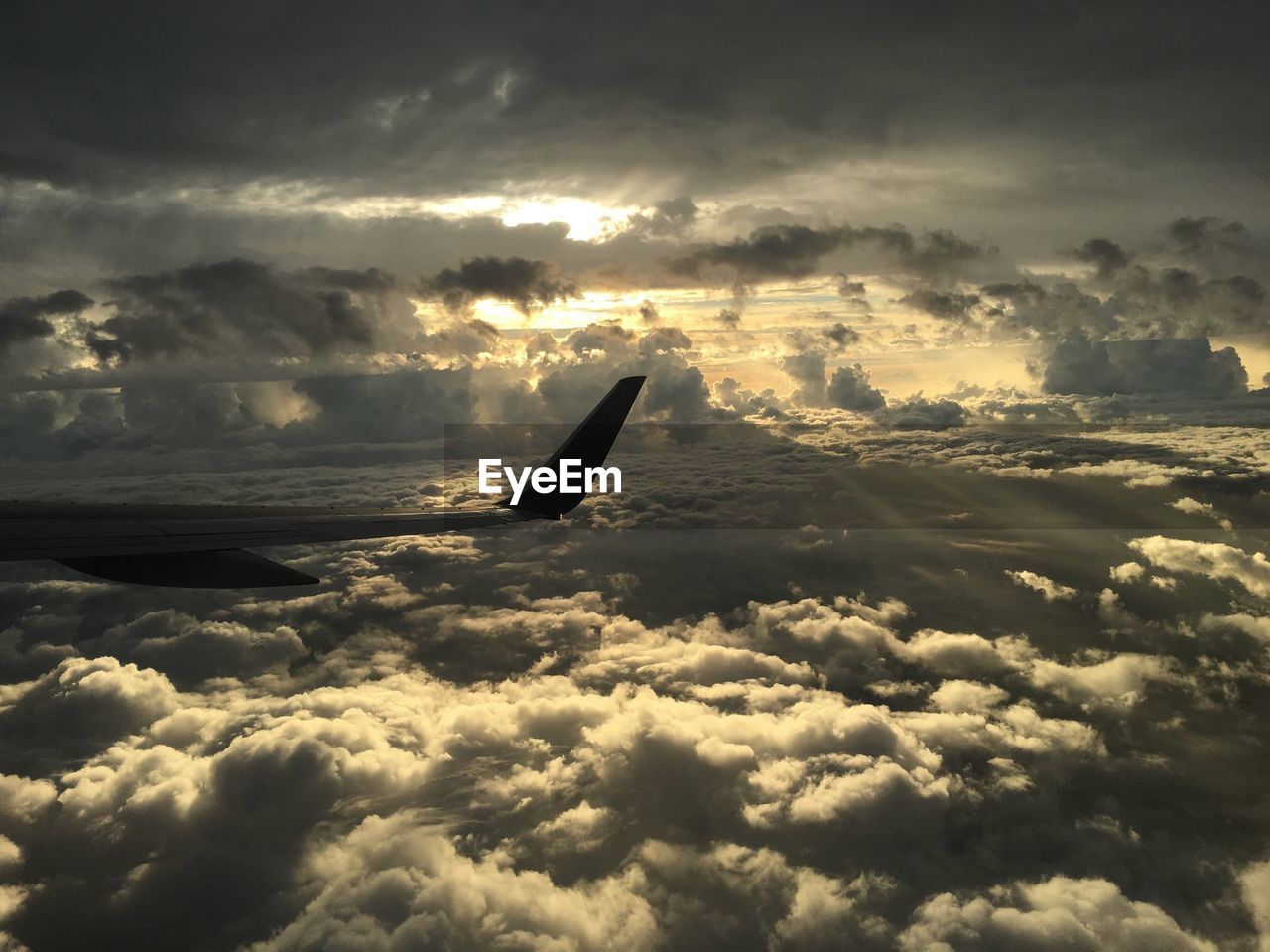 Aerial view of clouds at sunset