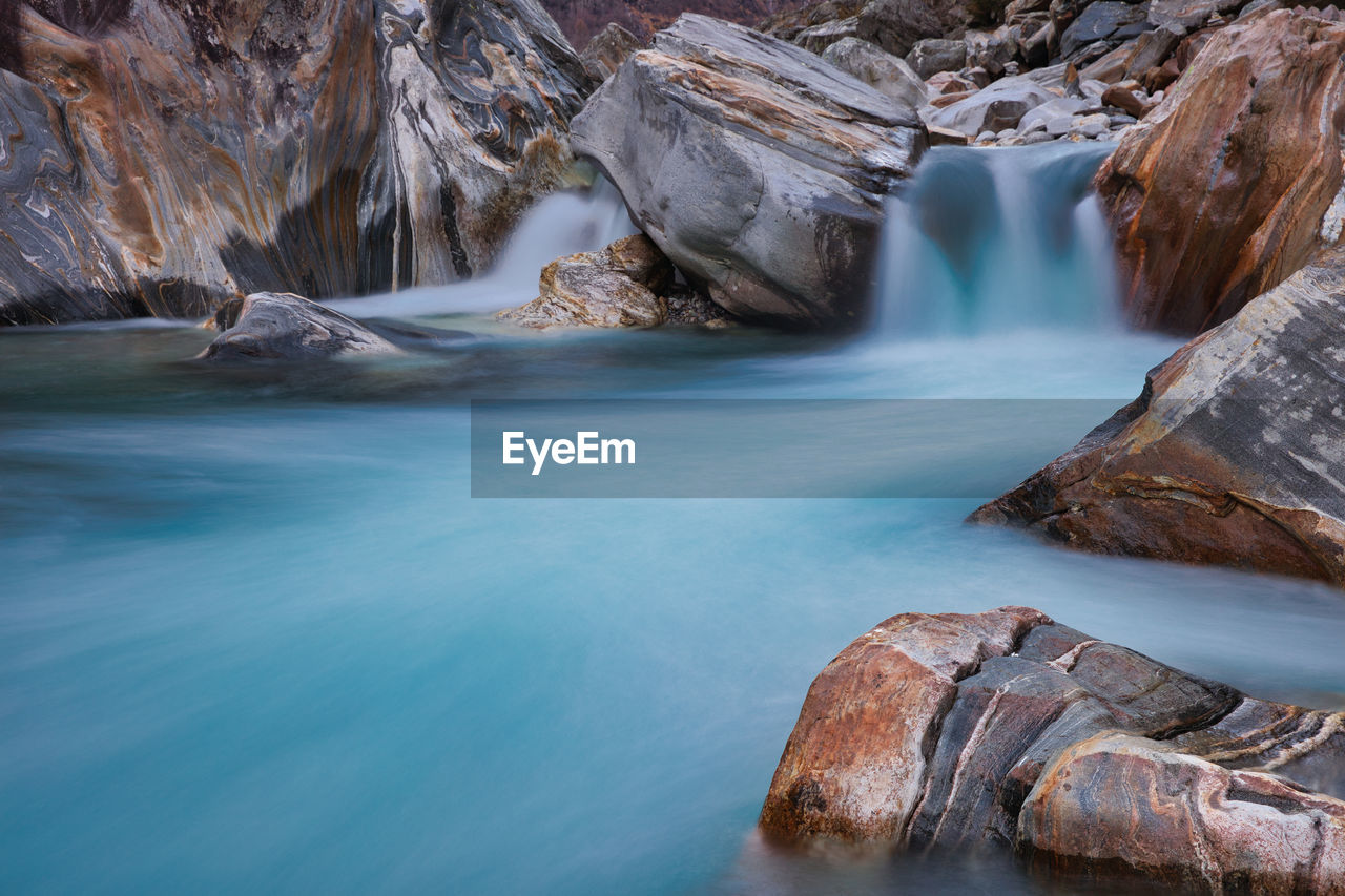 Scenic view of waterfall