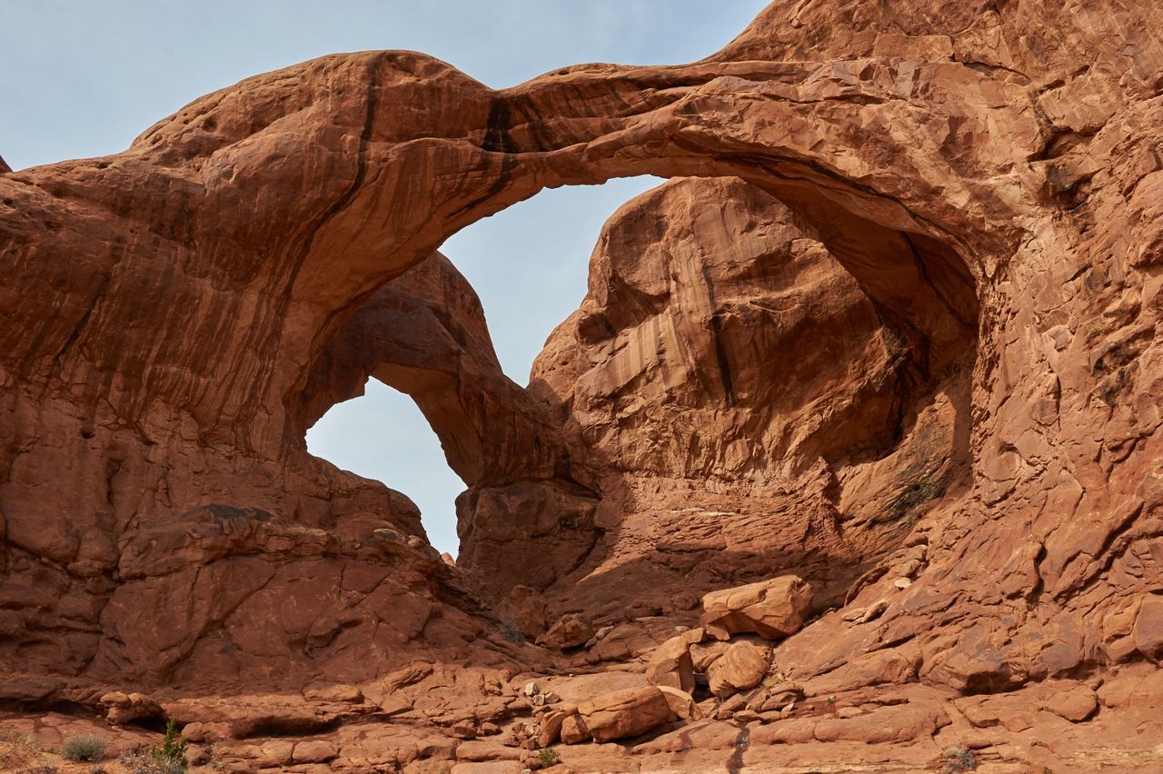 Low angle view of rock formation