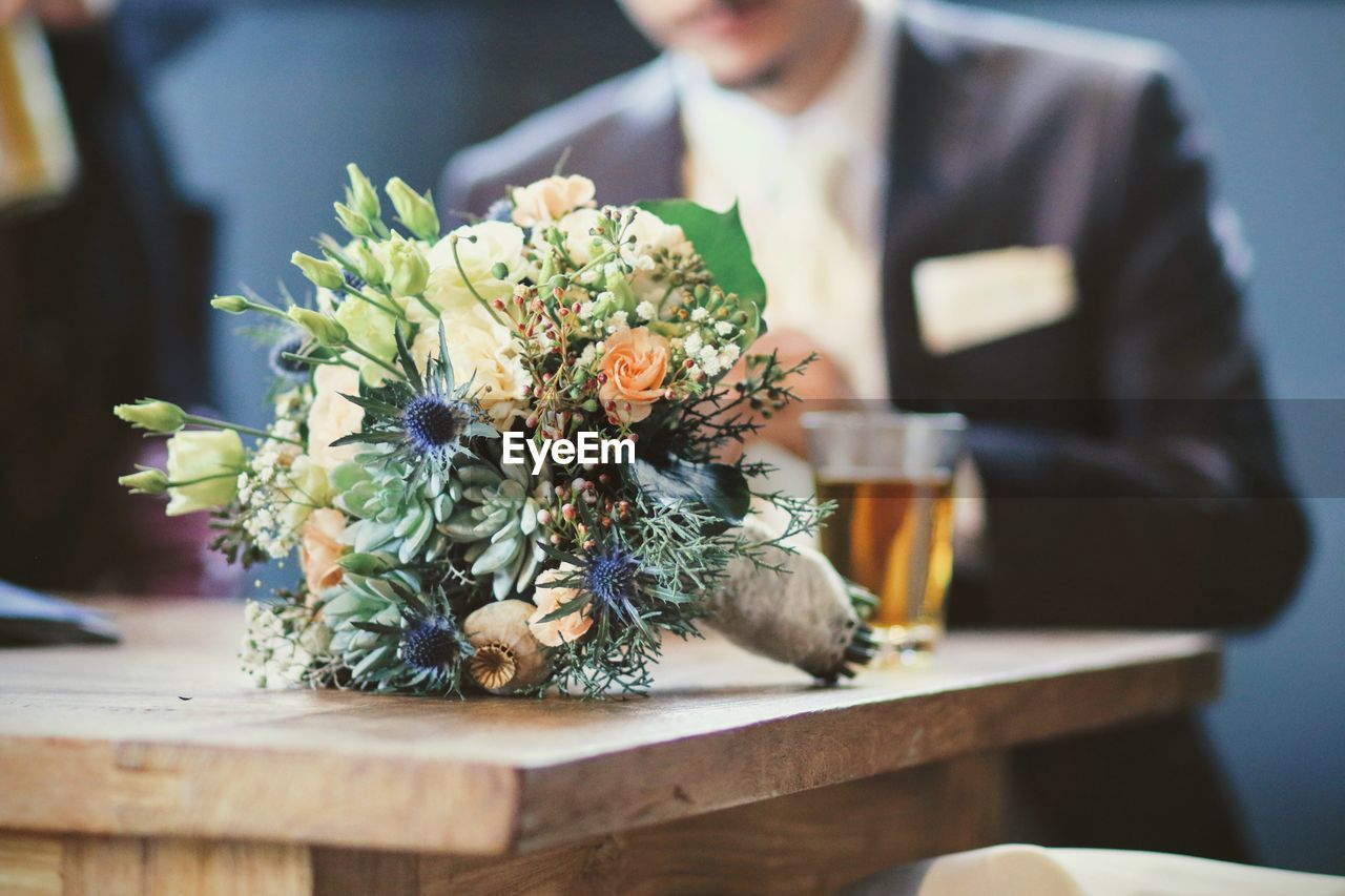 Close-up of flower bouquet on table