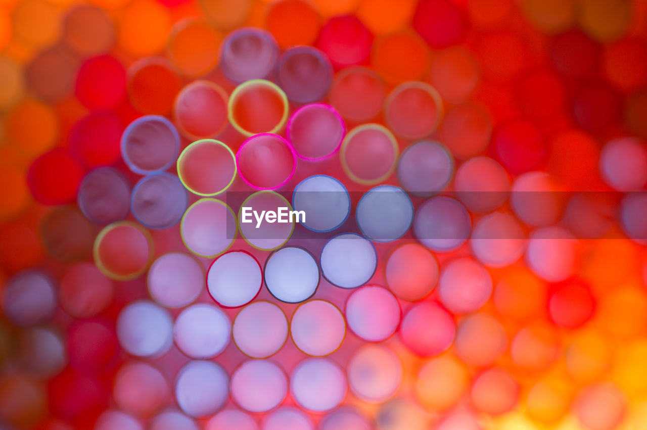 Macro shot of colorful drinking straws