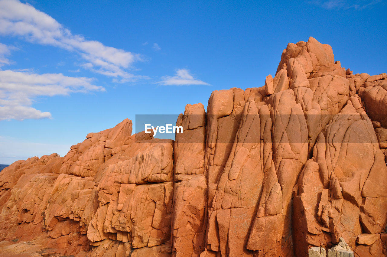 Low angle view of rock formations