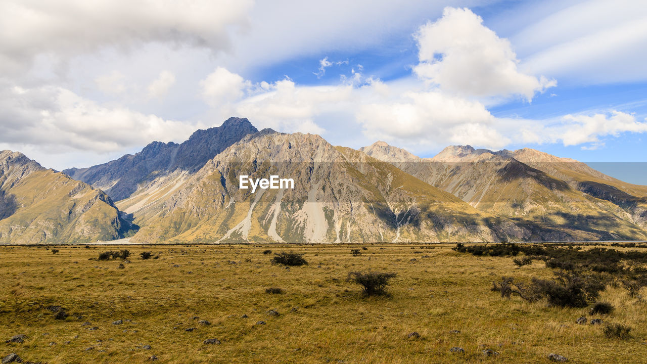 Scenic view of mountains against sky