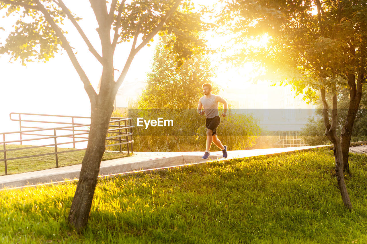 Man running in park