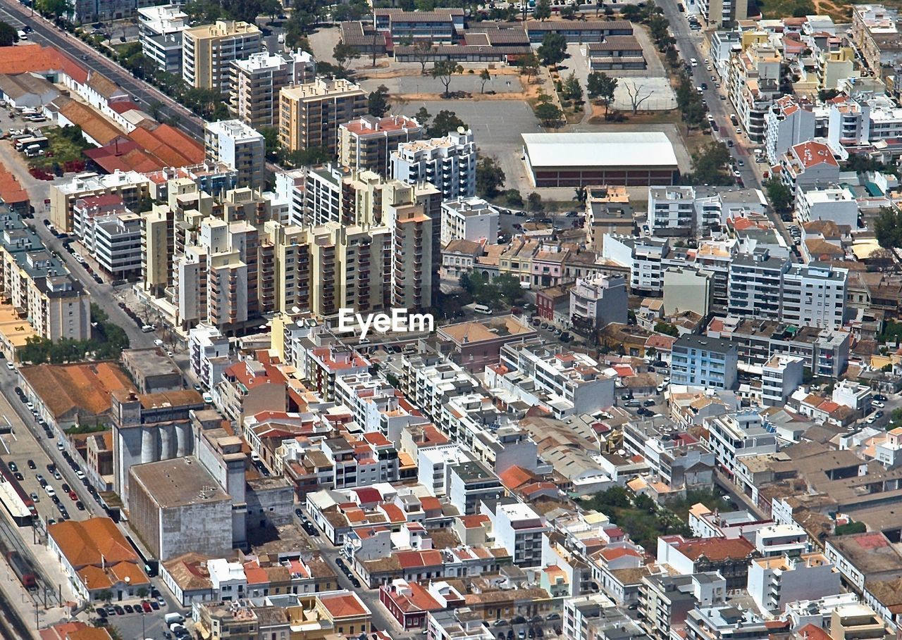 HIGH ANGLE SHOT OF TOWNSCAPE