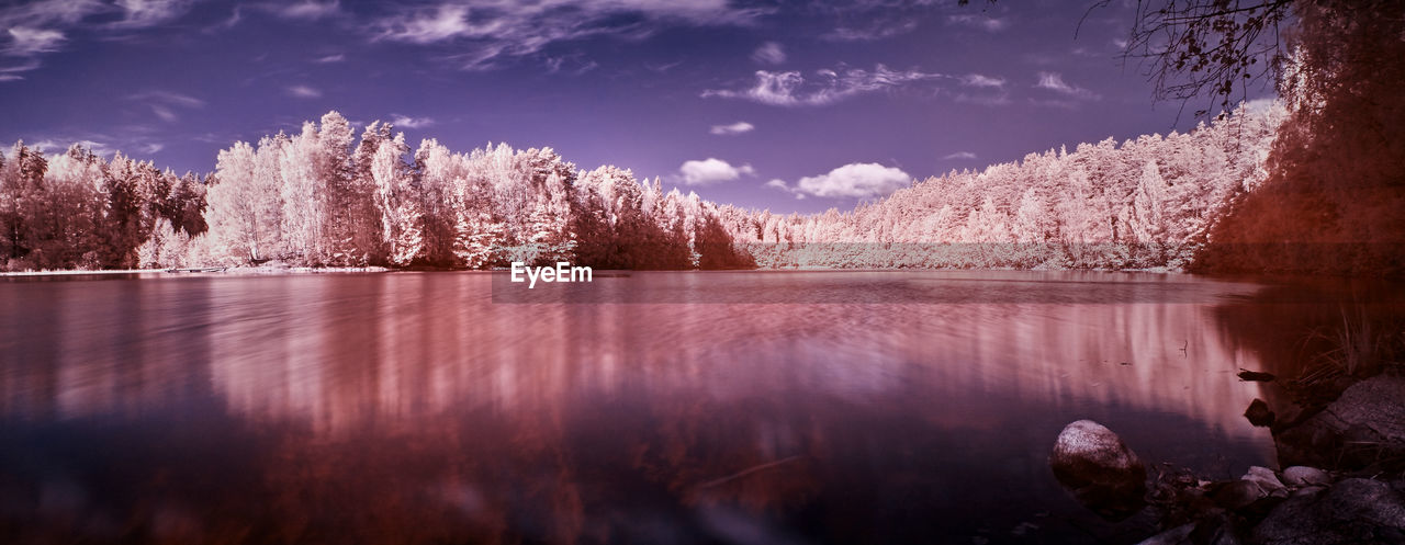 Scenic view of calm lake against sky